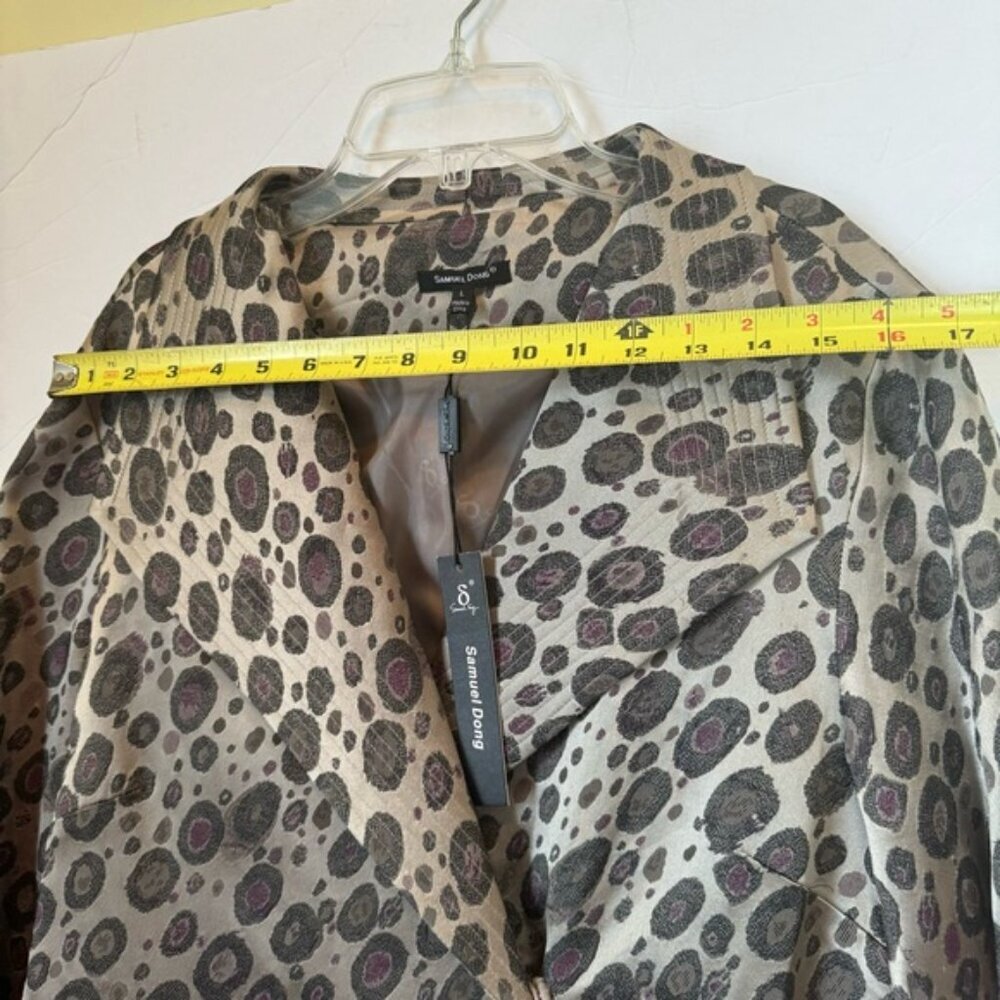 Samuel Dong NEW Trench Coat Metallic Texture Neutral Dress Pockets Jacket Animal - Picture 13 of 16